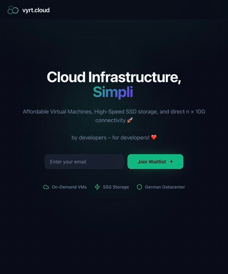 Website von Vyrt Cloud UG